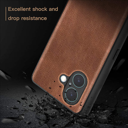 Kapa Tux Leather Back Cover for Apple iPhone 16 Plus | Slim Shockproof Camera Protection Bumper Case (Brown)