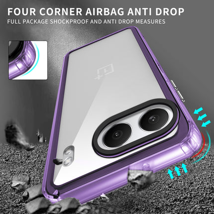 Kapa Warrior Acrylic Clear Back Cover For OnePlus Nord 4 | Slim Shockproof [Military Grade Protection] Hybrid Bumper Case (Purple Sides)