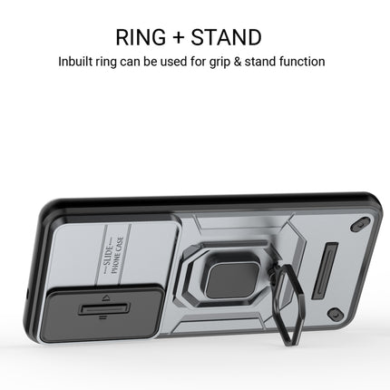 Kapa Armor Slider Back Cover for Samsung Galaxy S26 Plus | Inbuilt Ring + Camera Slider Shockproof Lens Protection Bumper Back Case (Grey)