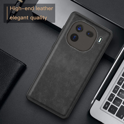 Kapa Tux Leather Back Cover for IQOO 12 (5G) | Slim Shockproof Camera Protection Bumper Case (Black) - Mobizang