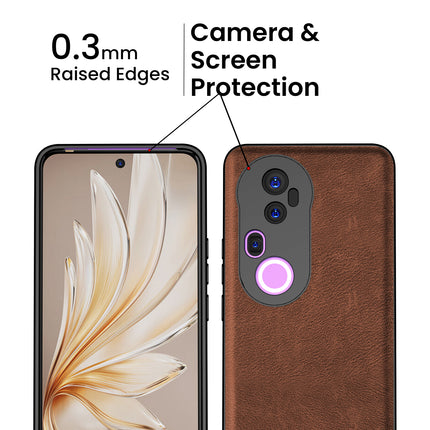 Kapa Tux Leather Back Cover for Vivo T4 Ultra 5G | Slim Shockproof Camera Protection Bumper Case (Brown) - Mobizang