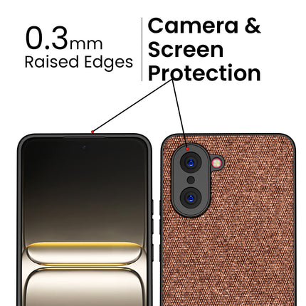 Kapa Soft Fabric & Leather Hybrid Protective Back Cover for OnePlus Nord CE 5 | Shockproof Slim Hard Anti Slip Back Case (Brown)
