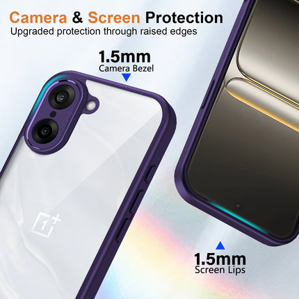 Kapa Hawkeye Clear Slim Tough Back Cover for OnePlus Nord CE 5 | Camera Lens Protector Anti Yellow Shockproof Clear Hybrid Case Cover (Purple Sides) - Mobizang