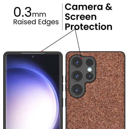 Kapa Soft Fabric & Leather Hybrid Protective Back Cover for Samsung Galaxy S25 Ultra | Shockproof Slim Hard Anti Slip Back Case (Brown)