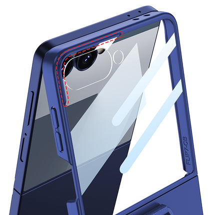 Kapa Ultra Thin PC + D Ring Back Case for Samsung Galaxy Flip7 / Z Flip 7 |with [Inbuilt Glass] Shockproof Slim Hard Protective Cover (Blue)