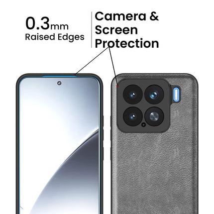 Kapa Tux Leather Back Cover for Xiaomi 15 5G | Slim Shockproof Camera Protection Bumper Case (Grey)