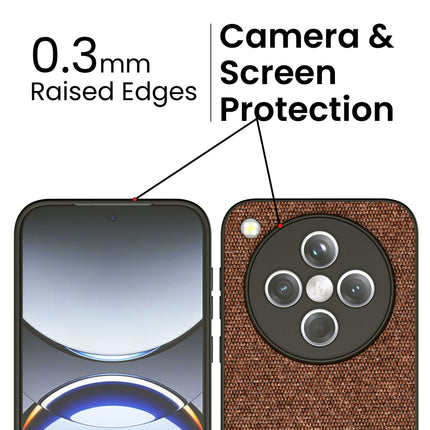 Kapa Soft Fabric & Leather Hybrid Protective Back Cover for Oppo Find X8 | Shockproof Slim Hard Anti Slip Back Case (Brown) - Mobizang