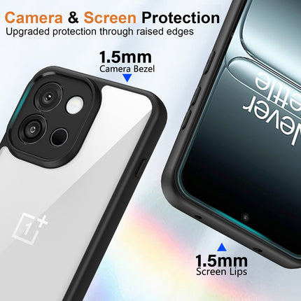 Kapa Hawkeye Clear Slim Tough Back Cover for OnePlus 13S | Camera Lens Protector Anti Yellow Shockproof Clear Hybrid Case Cover (Black) - Mobizang