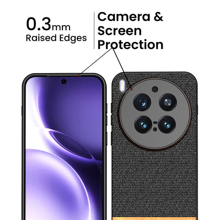 Kapa Soft Fabric & Leather Hybrid Protective Back Cover for Vivo X300 Pro 5G | Shockproof Slim Hard Anti Slip Back Case (Black,Brown)