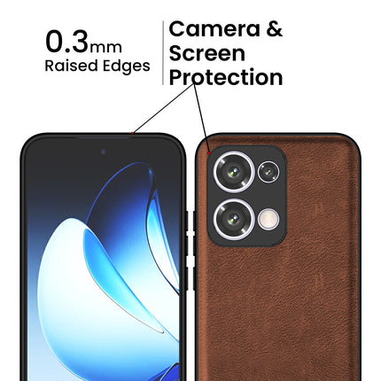 Kapa Tux Leather Back Cover for Oppo Reno 13 5G | Slim Shockproof Camera Protection Bumper Case (Brown)