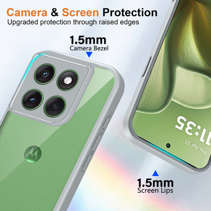 Kapa Hawkeye Clear Slim Tough Back Cover for Moto Edge 60 Stylus | Camera Lens Protector Anti Yellow Shockproof Clear Hybrid Case Cover (Grey) - Mobizang