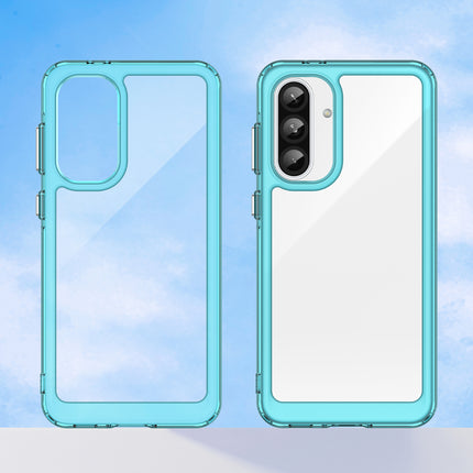 Kapa Unicorn Acrylic Clear Back Cover For Samsung Galaxy A36 | Slim Shockproof [Military Grade Protection] Hybrid Bumper Case (Blue Sides) - Mobizang