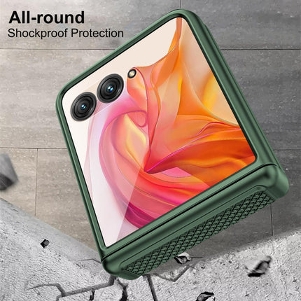 Kapa Textured Grip Hinge Protection Back Cover for Moto Razr 50 Ultra| with [Inbuilt Glass] Full Body Shockproof Hard Back Case (Green)