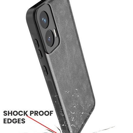 Kapa Tux Leather Back Cover for Moto G35 | Slim Shockproof Camera Protection Bumper Case (Grey)