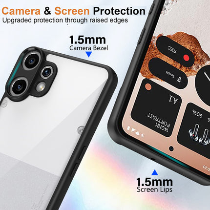 Kapa Hawkeye Clear Slim Tough Back Cover for CMF Phone 2 PRO | Camera Lens Protector Anti Yellow Shockproof Clear Hybrid Case Cover (Black) - Mobizang