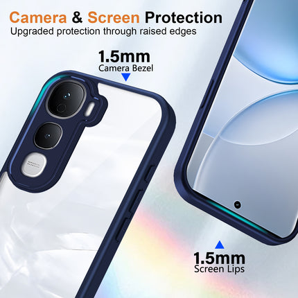 Kapa Hawkeye Clear Slim Tough Back Cover for Vivo Y400 Pro 5G | Camera Lens Protector Anti Yellow Shockproof Clear Hybrid Case Cover (Blue Sides)