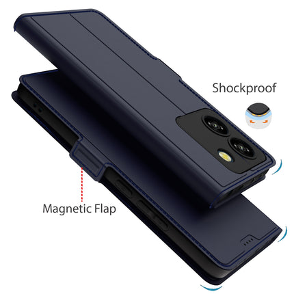 Kapa Noble Slim Magnetic Leather Flip Case Cover for Poco M7 Pro | Card Holder Stand Flip Wallet Case (Blue)