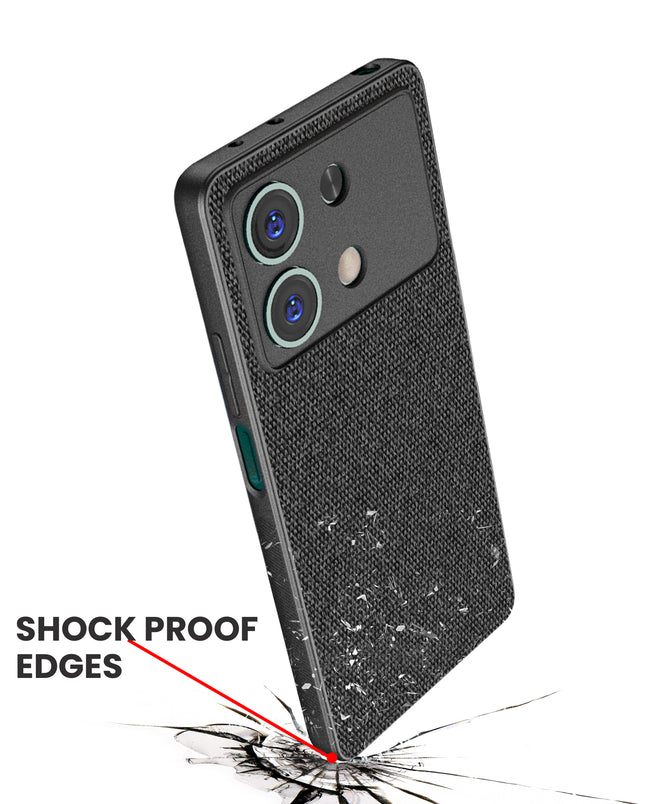 Kapa Soft Full Fabric Protective Back Case Cover for Poco X6 Neo (5G) | Shockproof Slim Hard Anti Slip Back Case (Black)