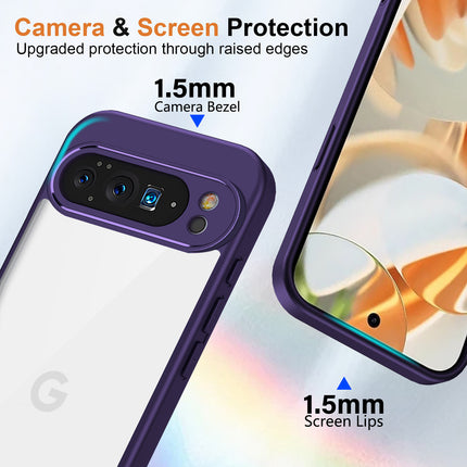 Kapa Hawkeye Clear Slim Tough Back Cover for Google Pixel 10 Pro | Camera Lens Protector Anti Yellow Shockproof Clear Hybrid Case Cover (Purple)