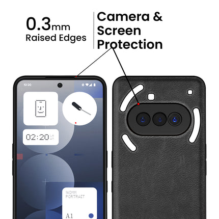 Kapa Tux Leather Back Cover for Nothing Phone 3A 5G | Slim Shockproof Camera Protection Bumper Case (Black)