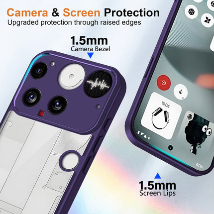 Kapa Hawkeye Clear Slim Tough Back Cover for Nothing Phone 3 5G | Camera Lens Protector Anti Yellow Shockproof Clear Hybrid Case Cover (Purple Sides)