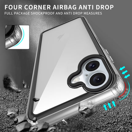 Kapa Warrior Acrylic Clear Back Cover For Apple iPhone 16 Plus | Slim Shockproof [Military Grade Protection] Hybrid Bumper Case (Clear Sides)