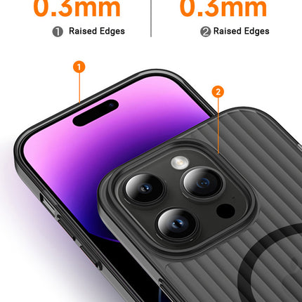 Kapa Matte Magnetic Wave Grip Back Cover for Apple iPhone 16 Pro Max | [MagSafe Compatible] Wireless charging, Slim, Metal Buttons, Frosted Back Case (Grey)