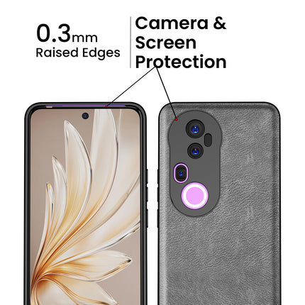 Kapa Tux Leather Back Cover for Vivo T4 Ultra 5G | Slim Shockproof Camera Protection Bumper Case (Grey)