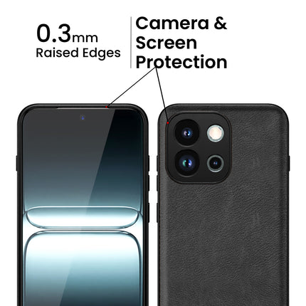 Kapa Tux Leather Back Cover for OnePlus 13S | Slim Shockproof Camera Protection Bumper Case (Black)