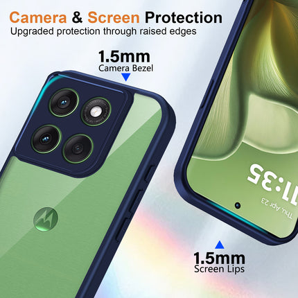 Kapa Hawkeye Clear Slim Tough Back Cover for Moto Edge 70 | Camera Lens Protector Anti Yellow Shockproof Clear Hybrid Case Cover (Blue)