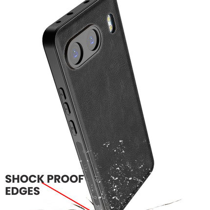 Kapa Tux Leather Back Cover for OnePlus Nord 4 | Slim Shockproof Camera Protection Bumper Case (Black)