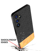 Kapa Soft Fabric & Leather Hybrid Protective Back Cover for Samsung Galaxy A35 (5G) | Shockproof Slim Hard Anti Slip Back Case (Black,Brown) - Mobizang