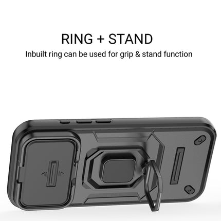 Kapa Armor Slider Back Cover for Apple iPhone 17 Pro | Inbuilt Ring + Camera Slider Shockproof Lens Protection Bumper Back Case (Black)
