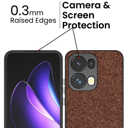 Kapa Soft Fabric & Leather Hybrid Protective Back Cover for Oppo Reno 13 Pro | Shockproof Slim Hard Anti Slip Back Case (Brown)