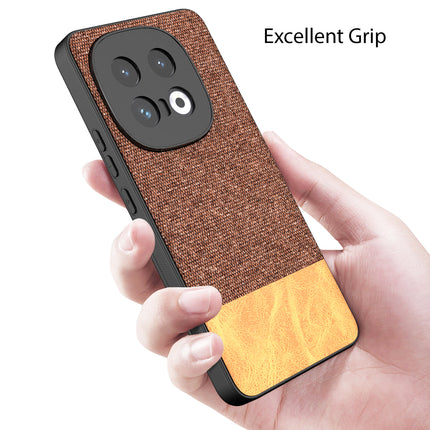 Kapa Soft Fabric & Leather Hybrid Protective Back Cover for Iqoo 13 (5G) | Shockproof Slim Hard Anti Slip Back Case (Brown)