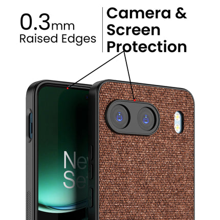 Kapa Soft Fabric & Leather Hybrid Protective Back Cover for OnePlus Nord 4 | Shockproof Slim Hard Anti Slip Back Case (Brown)