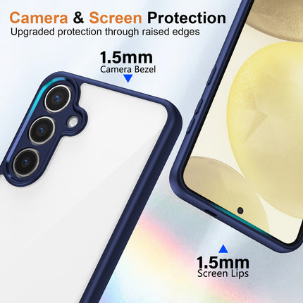 Kapa Hawkeye Clear Back Cover for Samsung Galaxy S25 | Camera Lens Protector Shockproof Slim Clear Case Cover (Blue Sides)