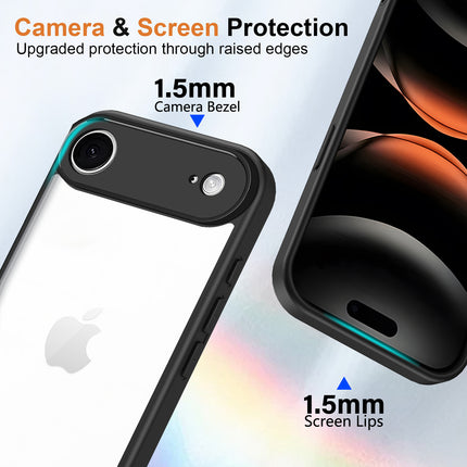 Kapa Hawkeye Clear Slim Tough Back Cover for Apple iPhone 17 Air | Camera Lens Protector Anti Yellow Shockproof Clear Hybrid Case Cover (Black)