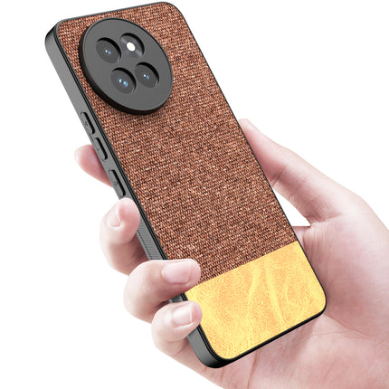 Kapa Soft Fabric & Leather Hybrid Protective Back Cover for Xiaomi 14 Civi | Shockproof Slim Hard Anti Slip Back Case (Brown)