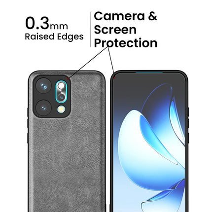 Kapa Tux Leather Back Cover for Oppo Reno 14 PRO 5G | Slim Shockproof Camera Protection Bumper Case (Grey)