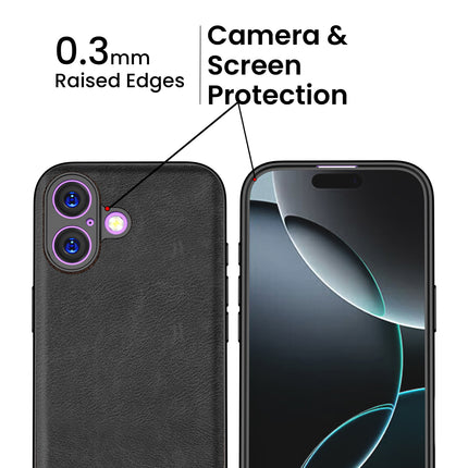 Kapa Tux Leather Back Cover for Apple iPhone 17 | Slim Shockproof Camera Protection Bumper Case (Black) - Mobizang