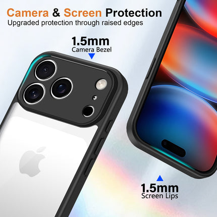 Kapa Hawkeye Clear Slim Tough Back Cover for Apple iPhone 17 Pro | Camera Lens Protector Anti Yellow Shockproof Clear Hybrid Case Cover (Black)