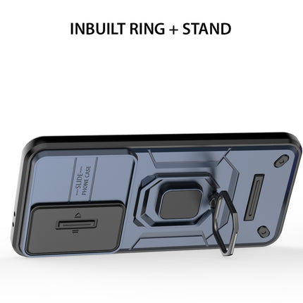 Kapa Armor Slider Back Cover for Samsung Galaxy S25 PLUS | Inbuilt Ring + Camera Slider Shockproof Lens Protection Bumper Back Case (Blue)