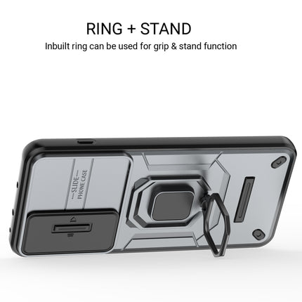 Kapa Armor Slider Back Cover for OnePlus Nord 5 | Inbuilt Ring + Camera Slider Shockproof Lens Protection Bumper Back Case (Grey)