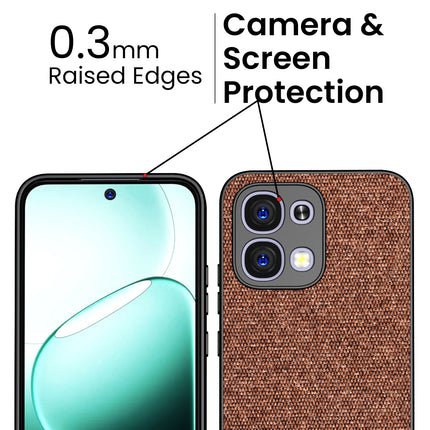 Kapa Soft Fabric & Leather Hybrid Protective Back Cover for Oppo F31 5G | Shockproof Slim Hard Anti Slip Back Case (Brown)