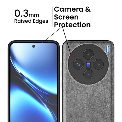 Kapa Tux Leather Back Cover for Vivo X200 (5G) | Slim Shockproof Camera Protection Bumper Case (Grey)