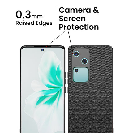 Kapa Soft Full Fabric Protective Back Case Cover for Vivo V30 (5G) | Shockproof Slim Hard Anti Slip Back Case (Black)