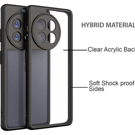 Kapa Hawkeye Clear Back Cover for OnePlus 13R | Camera Lens Protector Shockproof Slim Clear Case Cover (Black Sides) - Mobizang
