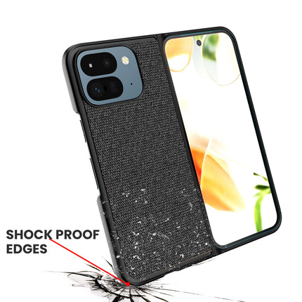 Kapa Soft Full Fabric Protective Back Case Cover for Google Pixel 9 Pro Fold | Shockproof Slim Hard Anti Slip Back Case (Black)
