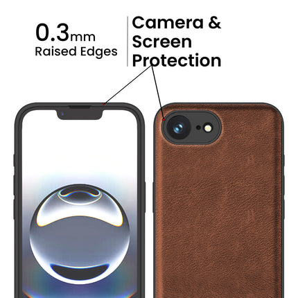 Kapa Tux Leather Back Cover for Apple iPhone 16E | Slim Shockproof Camera Protection Bumper Case (Brown)